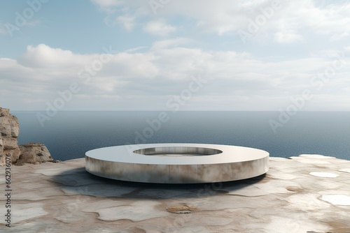 podium on water. podium in sea waves for product presentation and display © AM