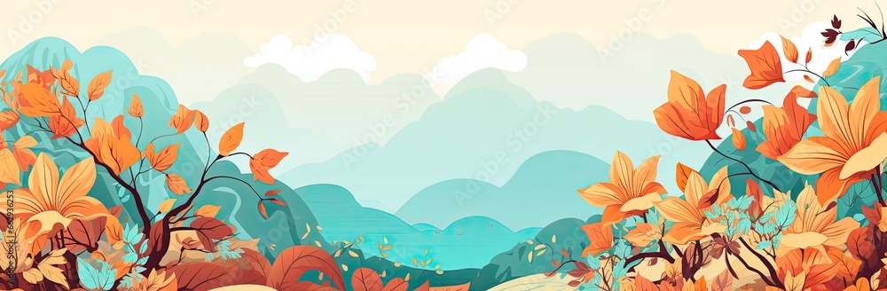 Background of Vibrant Autumnal Leaf Patterns: A Symphony of Nature's Colors and Elegance - Generative AI