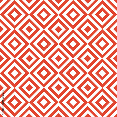 Seamless geometric pattern with line rhombus on coral background. Print for fabric background, textile