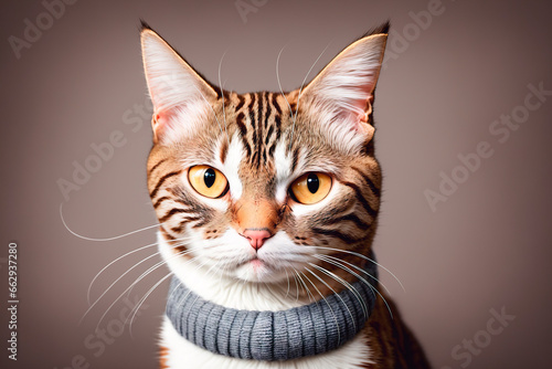 Portrait of a cat in a scarf © Anton Dios