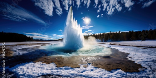 Fototapete Spectacular geyser eruption unleashing nature power amidst the breathtaking land