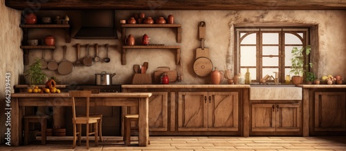 Country style kitchen decor With copyspace for text © 2rogan