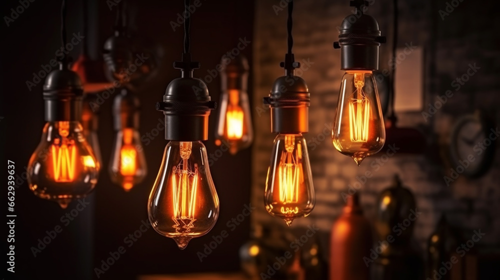 Obraz premium Classic Edisson bulbs backgound. Retro style bulbs.