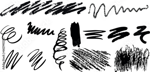 Abstract, chaotic, black and white vector illustration featuring a variety of scribbles, doodles, zigzags, squiggles, and hatching. Perfect for backgrounds, wallpapers, or creative design projects