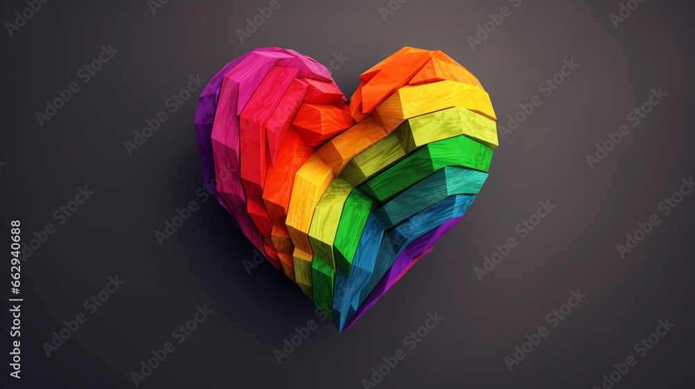 LGBT pride month concept illustration. rainbow heart and homosexual rainbow love - obrazy, fototapety, plakaty 