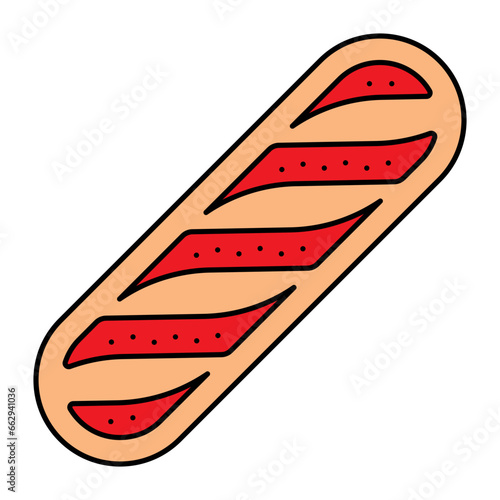 submarine sandwich concept, foot long bread vector icon design, Bakery and Baked Goods symbol, Culinary and Kitchen Education sign, Recipe development stock illustration