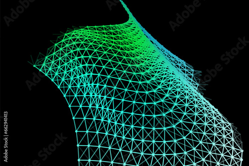 Vector background of net cells. Fish football sport syrface. Fluid flow on wind. Flag fabric data processing.