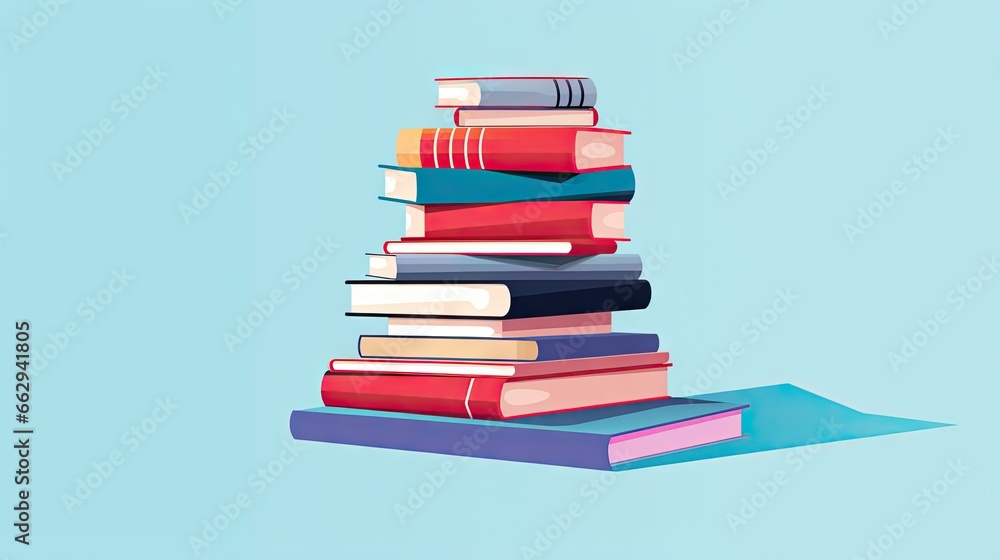 a stack of books sitting on top of a blue surface. generative ai a stack of books sitting on top of a blue surface. generative ai
