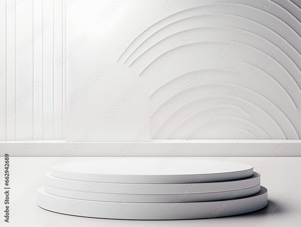 Obraz premium Minimalistic white modern podium podest mock up, product presentation concept 