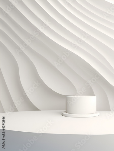 Minimalistic white modern podium podest mock up, product presentation concept 