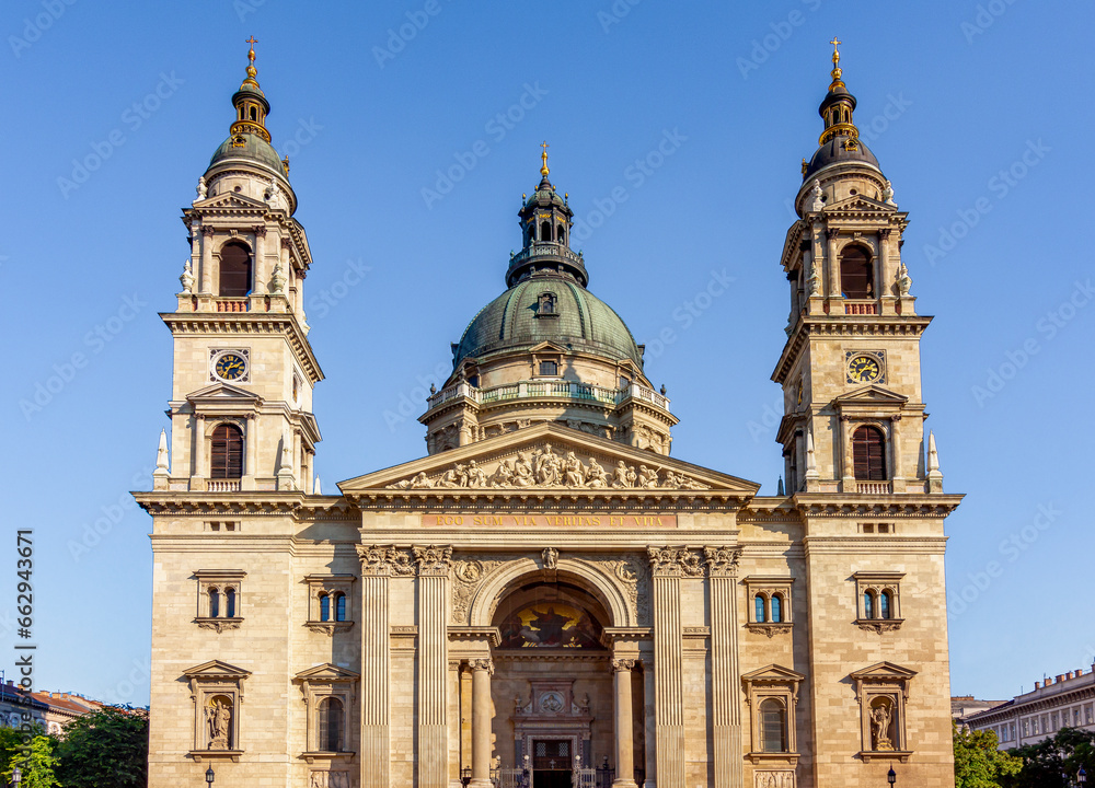 St. Stephen's basilica in center of Budapest, Hungary (inscription 