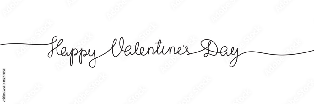 Happy Valentine's Day one line continuous text banner. Valentine's Day text banner concept line art. Handwriting love text banner. Vector illustration. Happy Valentine's Day one line continuous text banner. Valentine's Day text banner concept line art. Handwriting love text banner. Vector illustration.