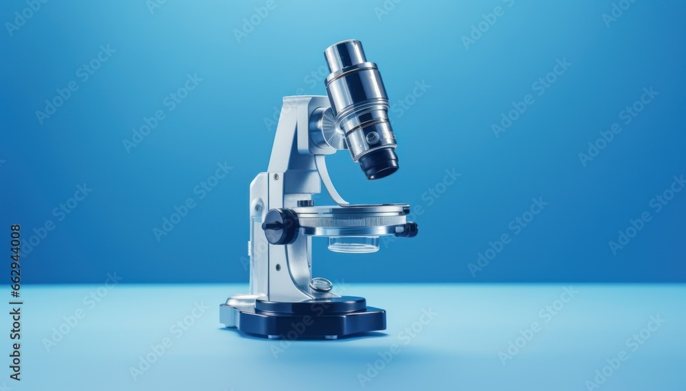 microscope ,blue background with copy space microscope ,blue background with copy space