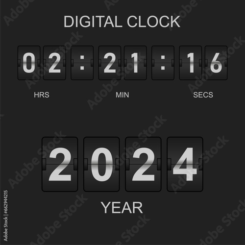 vector countdown timer and scoreboard numbers 2024