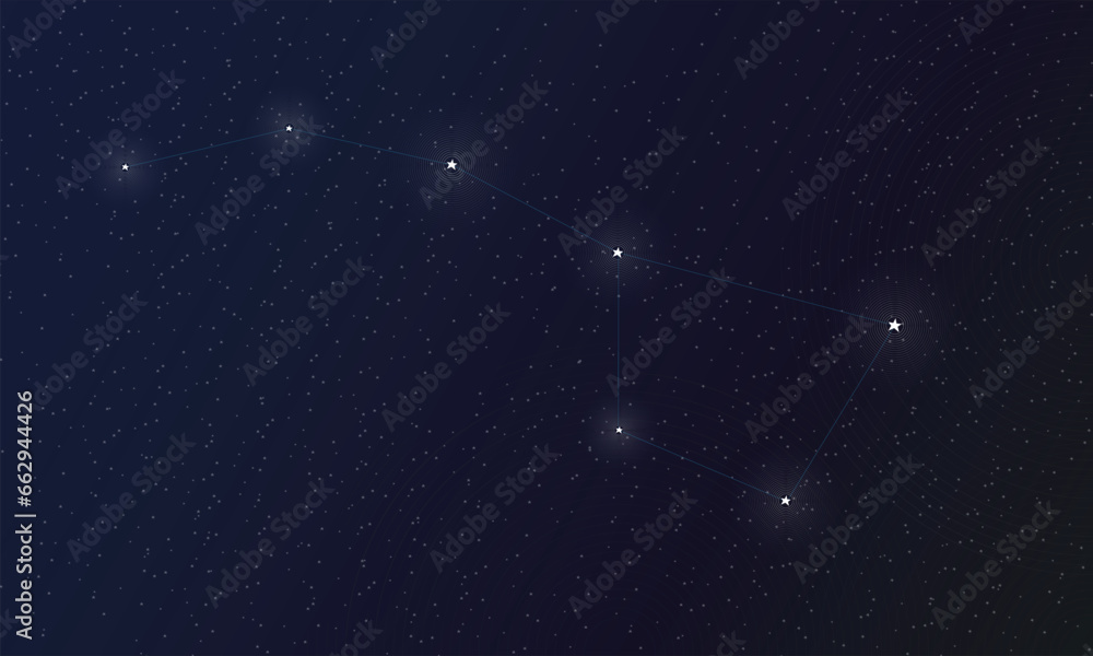 Big Dipper, Ursa Major constellation, Cluster of stars Big Dipper, Ursa Major constellation, Cluster of stars