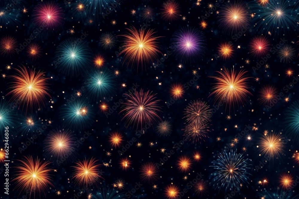 Naklejka premium Colorful Fireworks for celebrating Happy New Year by Generative AI