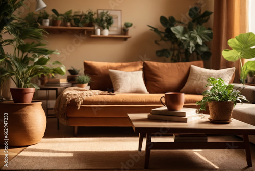 Cozy Corners - A Tranquil Small Living Room Bathed in Sunlight created with AI