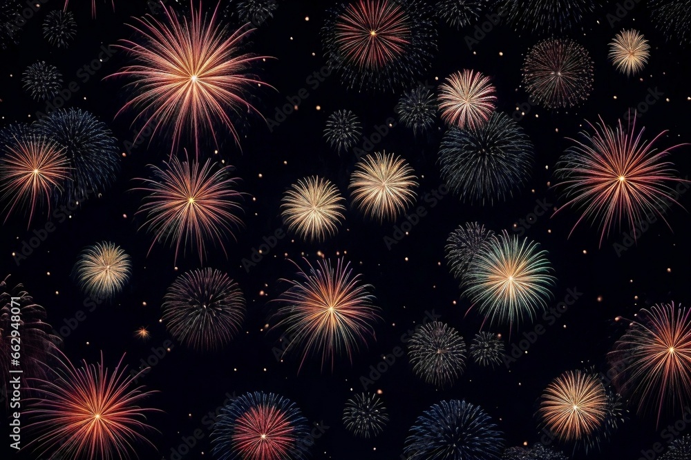 Naklejka premium Wonderful Firework Shells for celebrating Happy New Year by Generative AI
