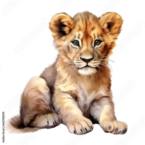 Baby lion cub, isolated on white background transparent © MelissaMN