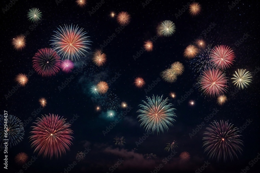 Fototapeta premium Wonderful Firework Shells for celebrating Happy New Year by Generative AI