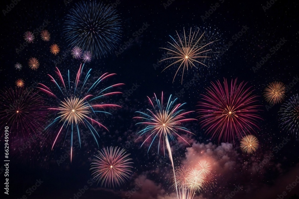 Wonderful Fireworks for celebrating Happy New Year by Generative AI Wonderful Fireworks for celebrating Happy New Year by Generative AI