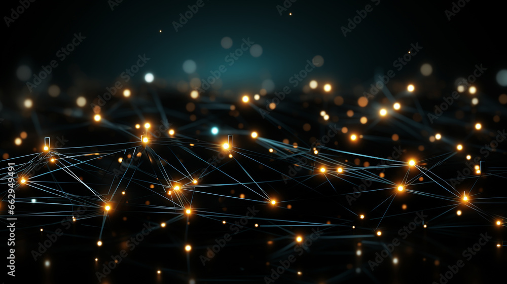 Fototapeta premium 3D network evolving. Lines and dots forming a mesh.