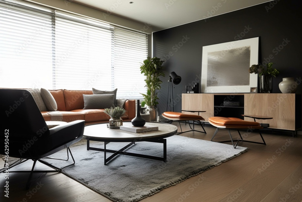 Contemporary lounge featuring stylish furniture. Generative AI