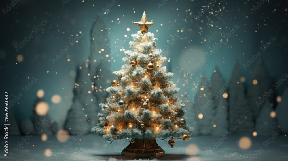 Elegant Bokeh Christmas Tree with Snowy Glow