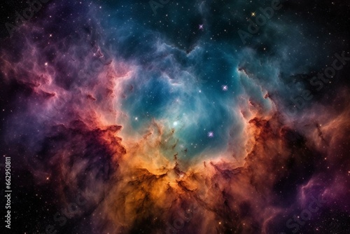 Discover the vibrant universe and witness the mesmerizing nebula. Generative AI