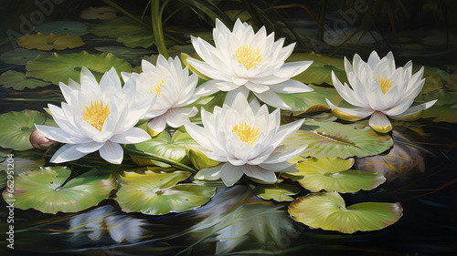 white lotus flowers with water