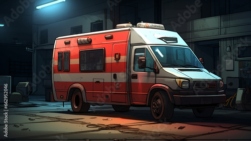 realistic detailed truck car with military kit, emergency vehicle, emergency, emergency, ambulance, emergency