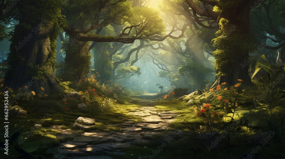 An immersive forestthemed wallpaper that transports you deep into the