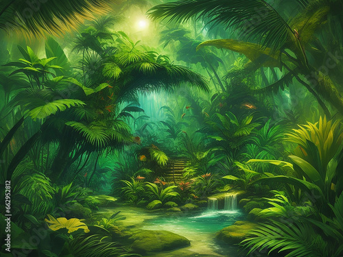 An image of a lush tropical jungle UHD wallpaper Stock Photographic Image