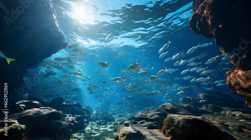 School of fish  undersea view.