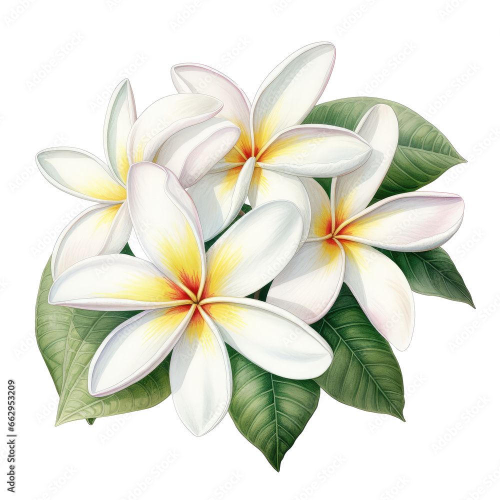 flower element. watercolor frangipani illustration.