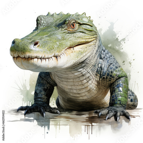 watercolor Alligator clipart  Generative Ai