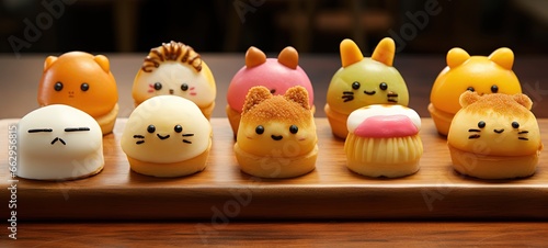 Wallpaper Mural close up cute cupcake decorated with cream and chocolate, smile kawaii animal face, on cupcake, Generative Ai Torontodigital.ca