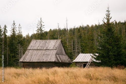 Old cabins at Kopieniec Wielki in Zakopane, Poland