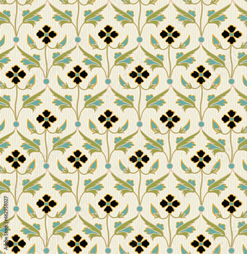 New simple abstract geometric seamless pattern with flower for background. Geometric backdrop with flower silhouette.