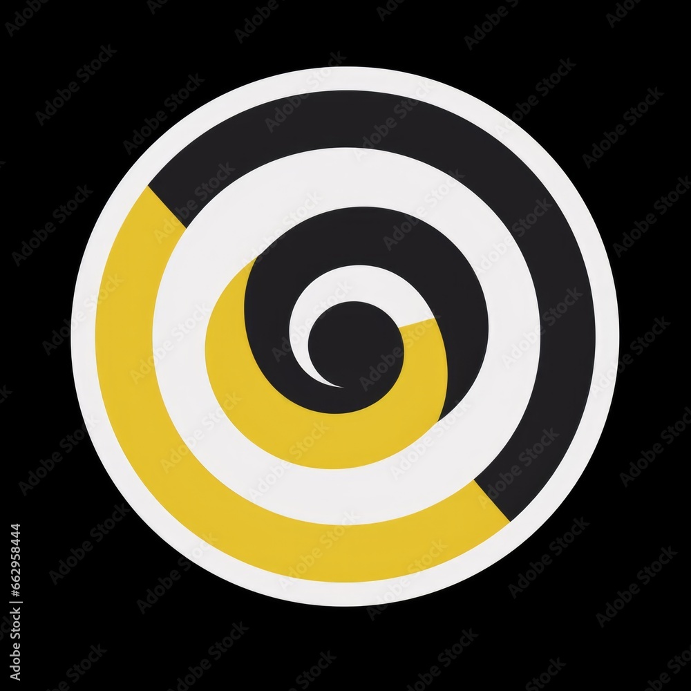 A yellow and black spiral design on a black background A yellow and black spiral design on a black background