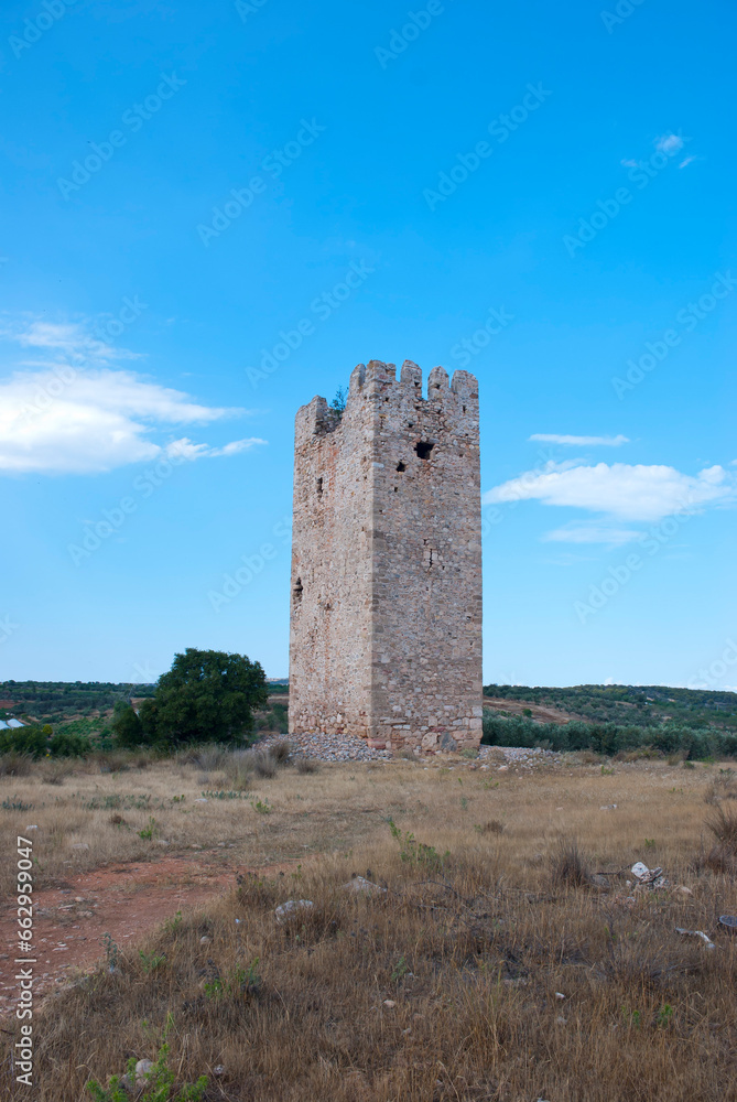 Athens, Greece / September 2023: Thirteenth century Frankish tower of the De LaRoche monarch in Athens. Medieval Greece. Athens, Greece / September 2023: Thirteenth century Frankish tower of the De LaRoche monarch in Athens. Medieval Greece.