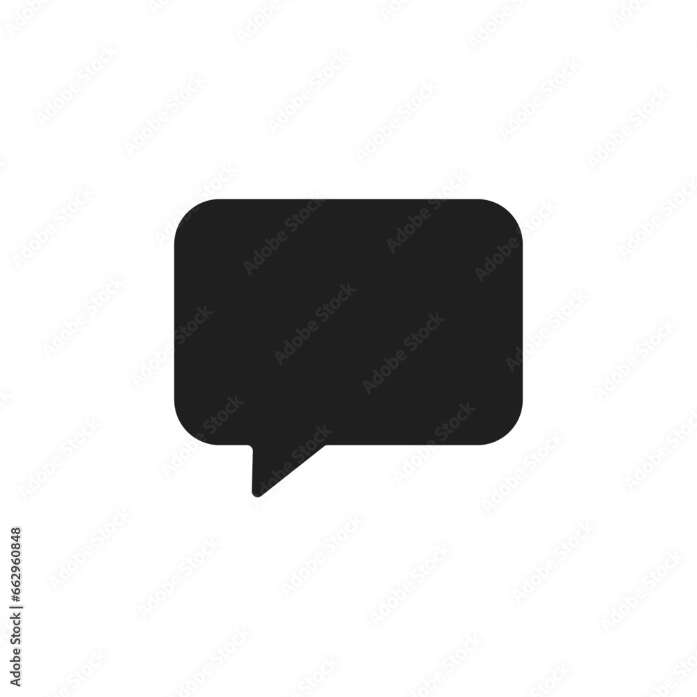 Black message bubble icon on white background. Black message bubble icon on white background.