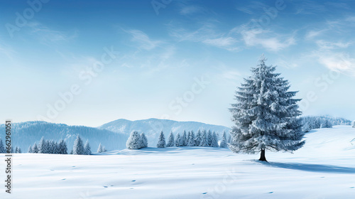 Christmas Ambiance in Snowy Meadow © javier