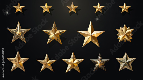 Vector star set featuring a selection of stars each crafted with precision