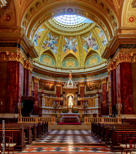 St. Stephen's basilica interiors in Budapest, Hungary 