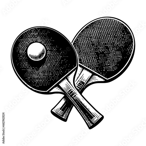 ping-pong rackets and ball sketch