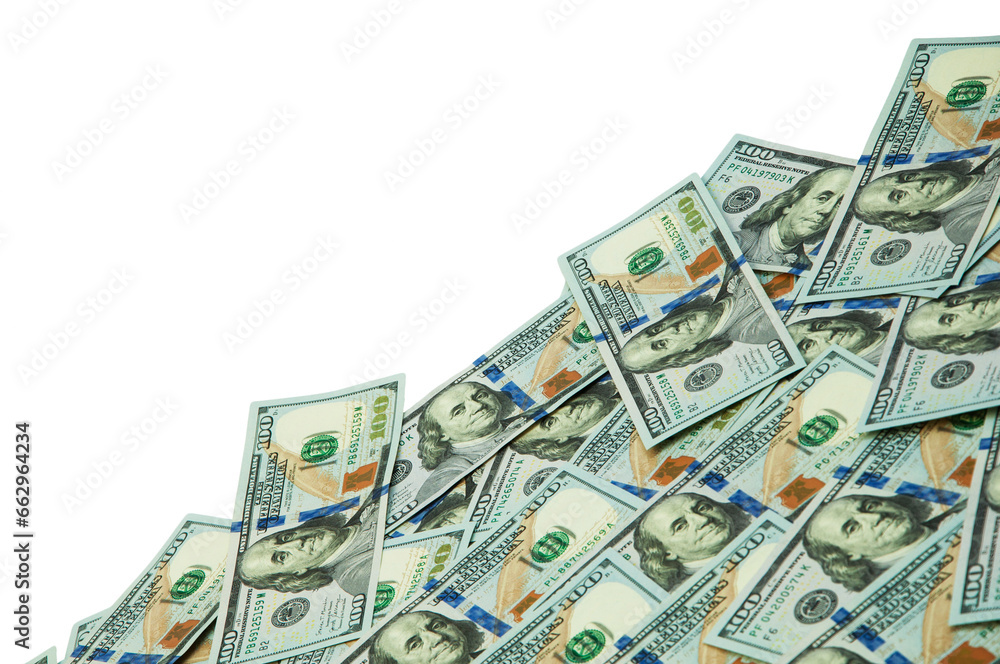many hundred dollar bills on a white background. the concept of successful enrichment many hundred dollar bills on a white background. the concept of successful enrichment