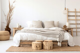 Scandi-Boho bedroom with white wall