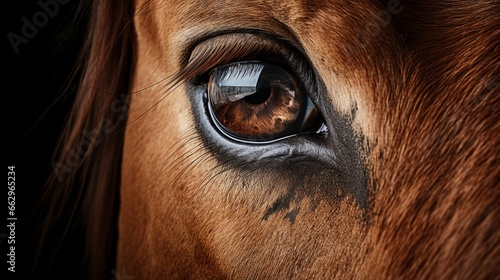 The Arabian Horse in a close-up portrait, the high-resolution camera highlighting the horse's expressive eyes and the fine details of its coat.