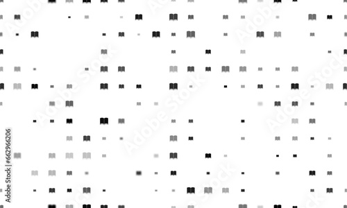 Seamless background pattern of evenly spaced black book symbols of different sizes and opacity. Vector illustration on white background